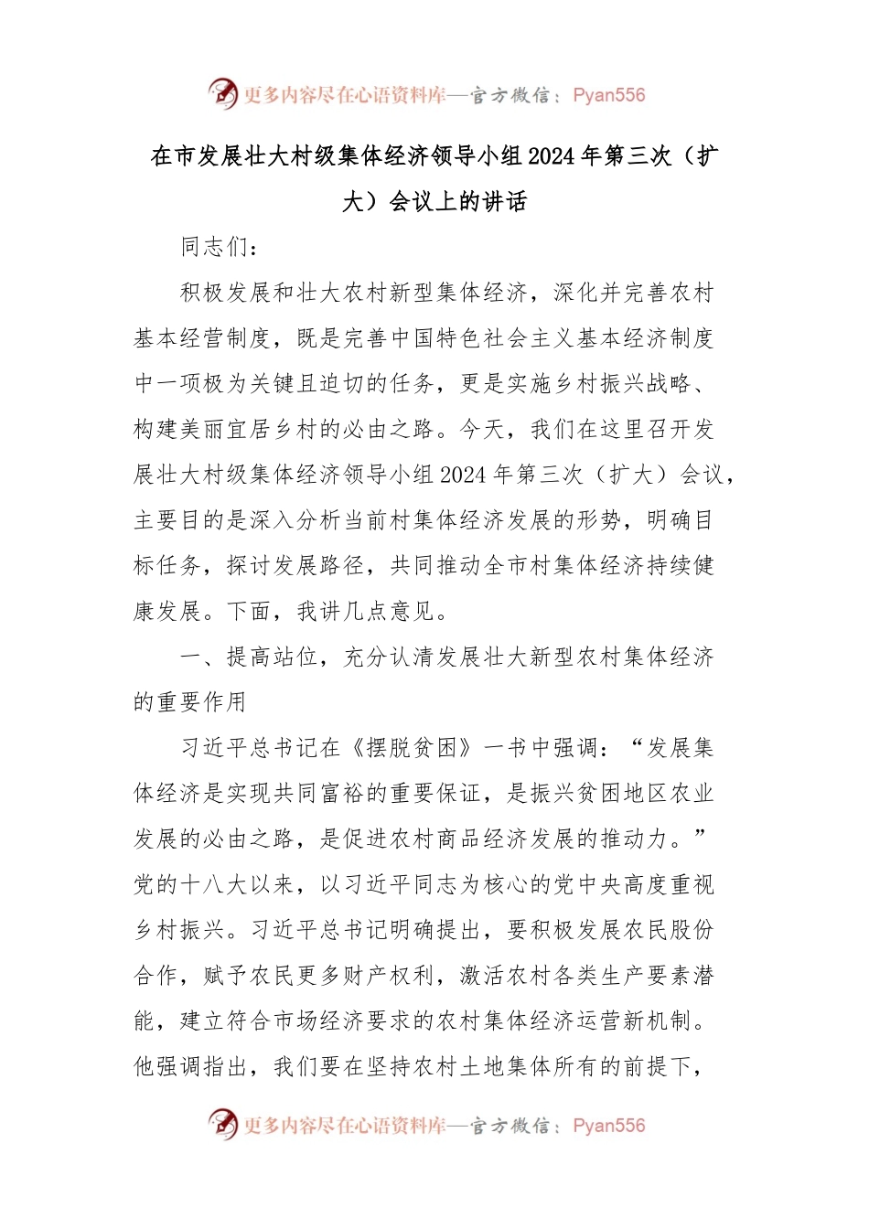 在市发展壮大村级集体经济领导小组2024年第三次（扩大）会议上的讲话.docx_第1页