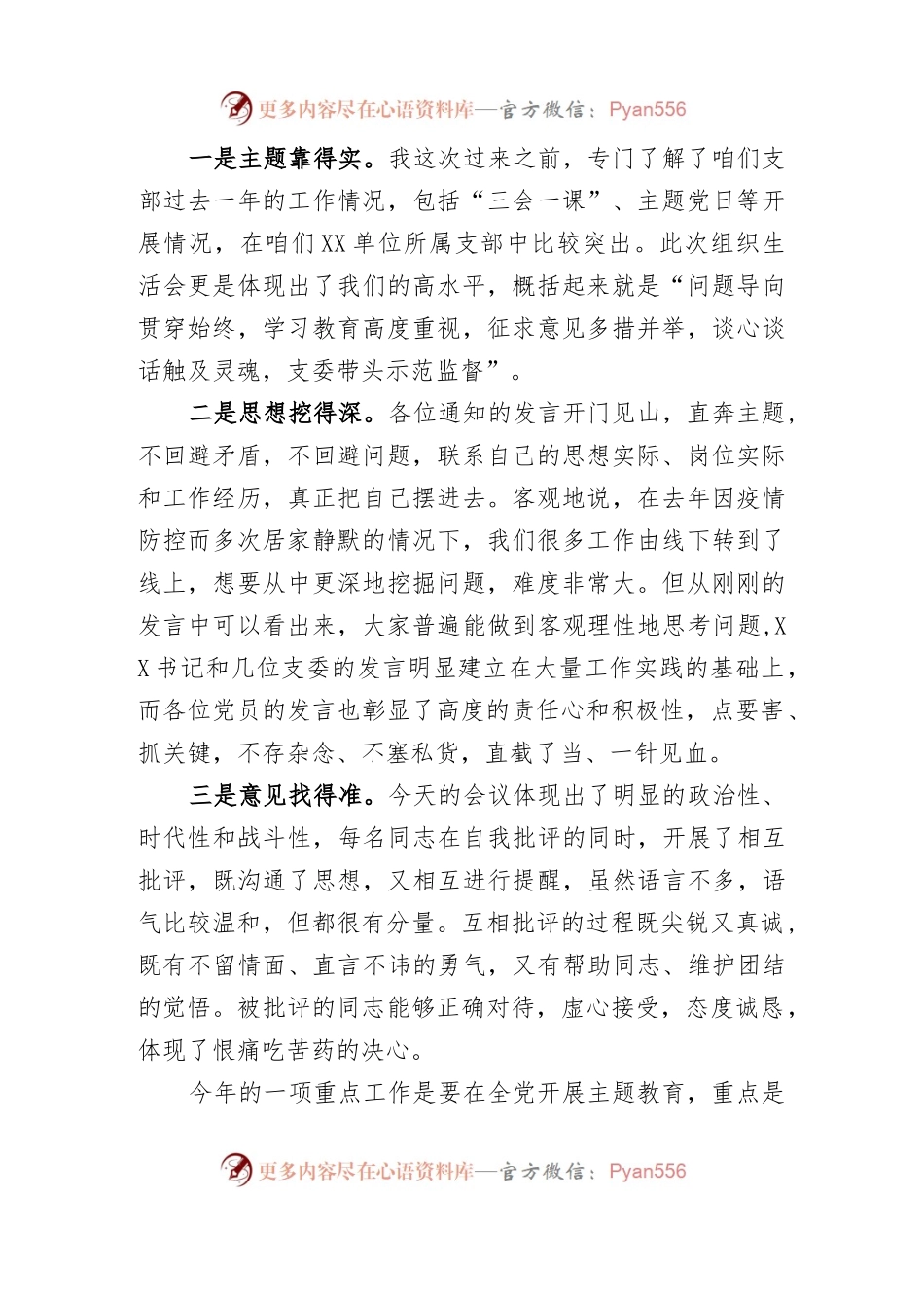 在党支部2022年度组织生活会上的点评意见.docx_第2页