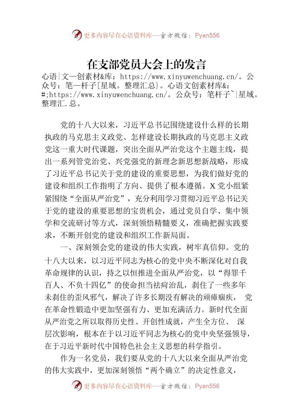 在支部党员大会上的发言.docx_第1页
