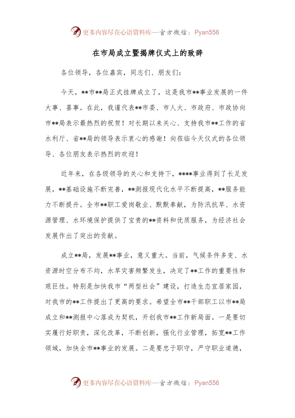 在市局成立暨揭牌仪式上的致辞.docx_第1页