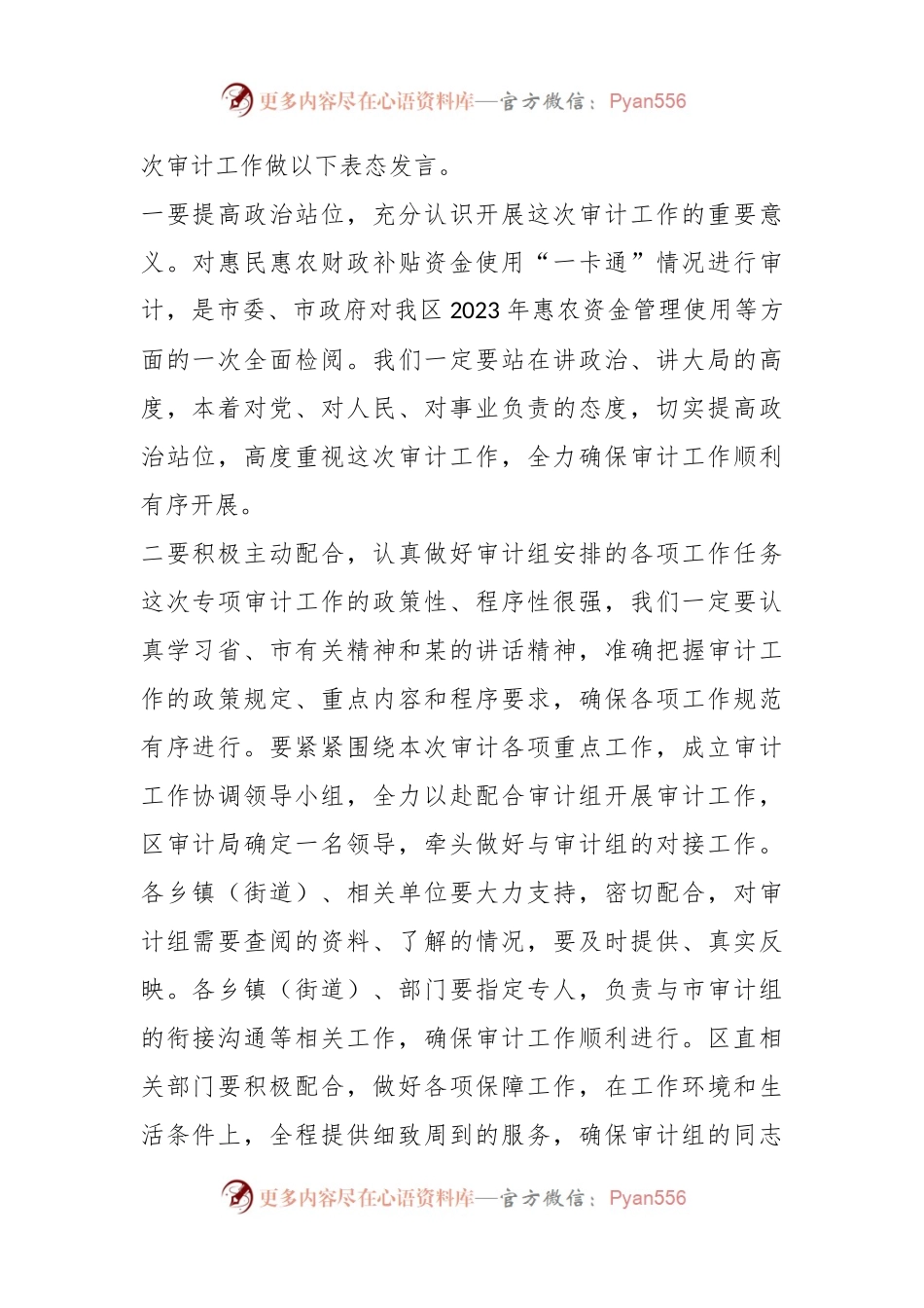 在XX区“一卡通”审计进点会议上的表态发言.docx_第2页