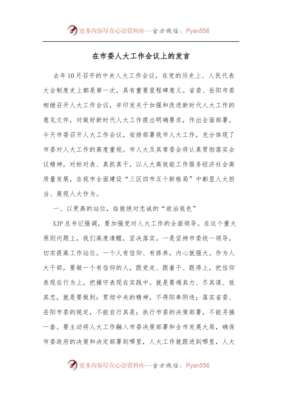 在市委人大工作会议上的发言.docx_第1页