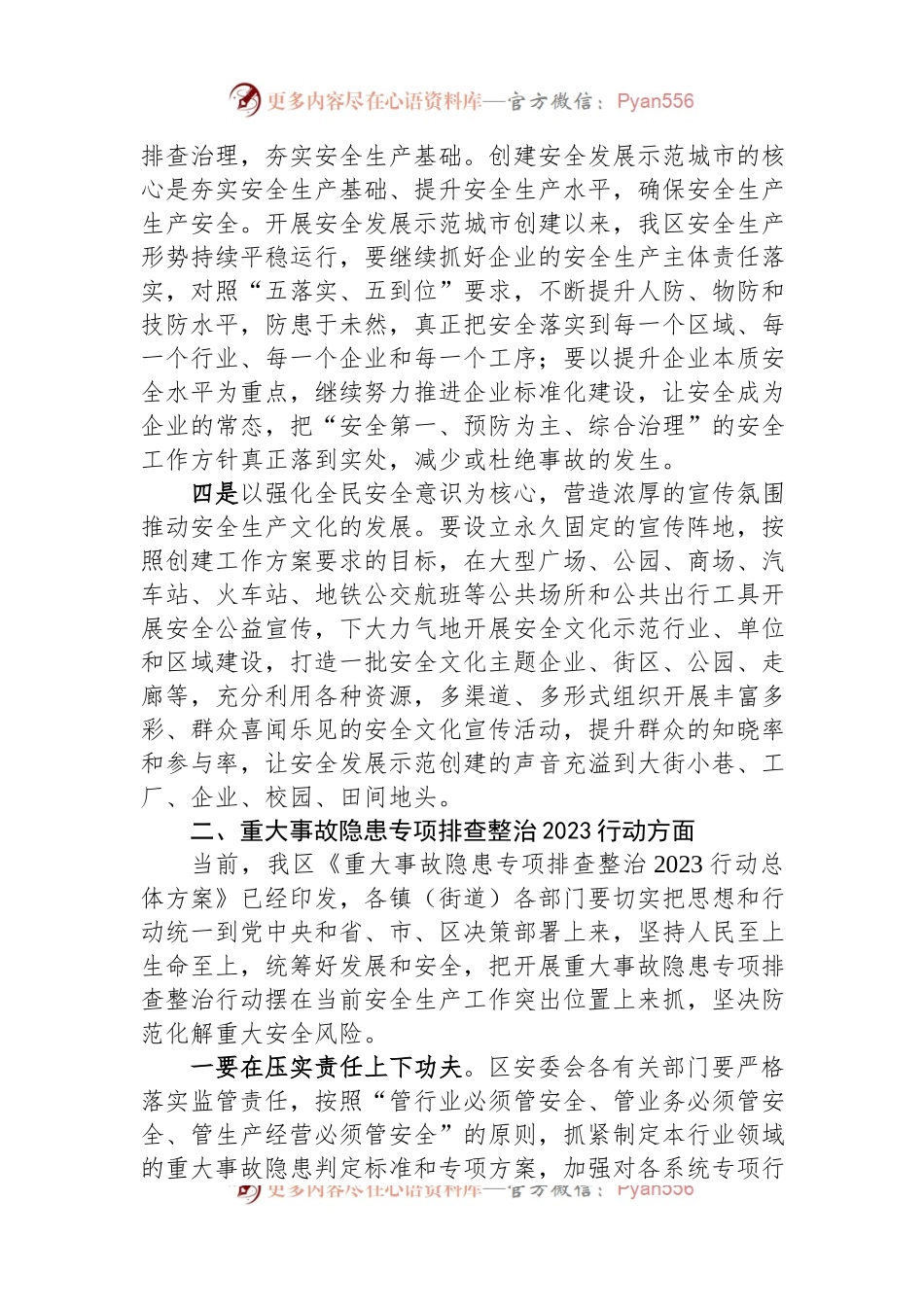 在全区安全发展示范城市和重大事故2023行动重点工作推进会上的发言.docx_第2页