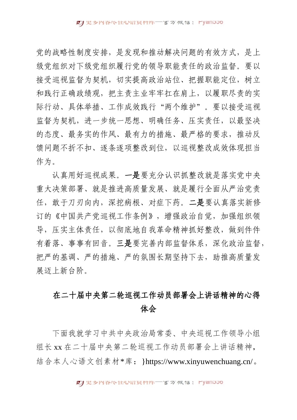 在二十届中央第二轮巡视工作动员部署会上讲话精神的心得体会（2篇）.docx_第2页