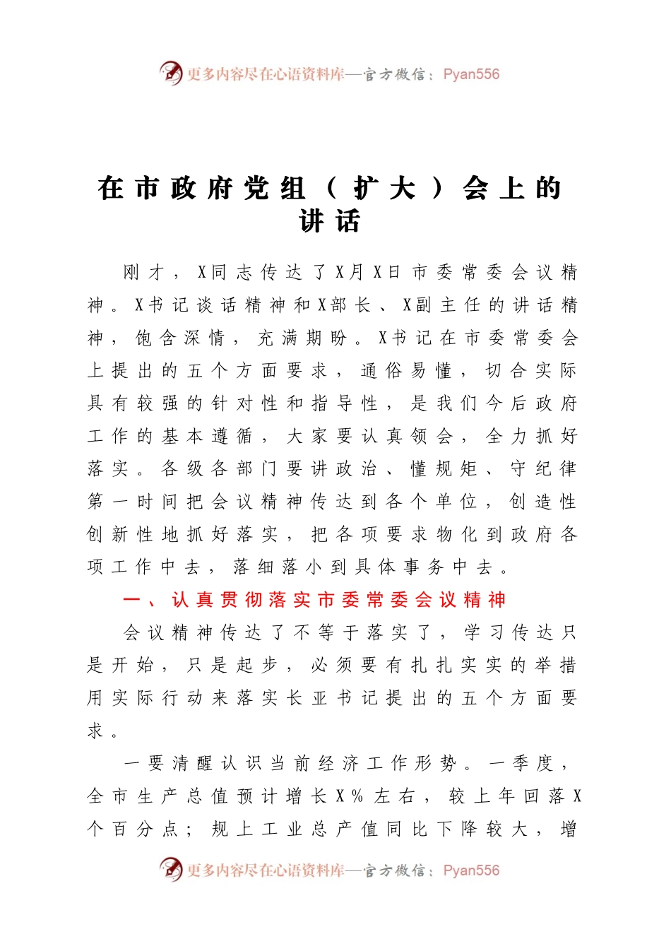 在市政府党组扩大会上的讲话.docx_第1页
