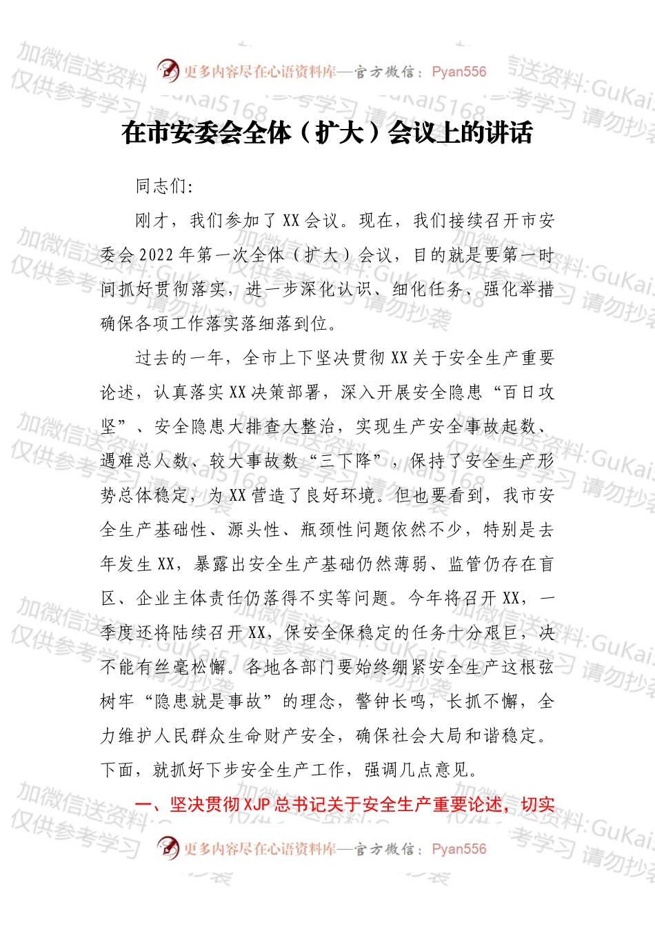 在市安委会全体（扩大）会议上的讲话.docx_第1页