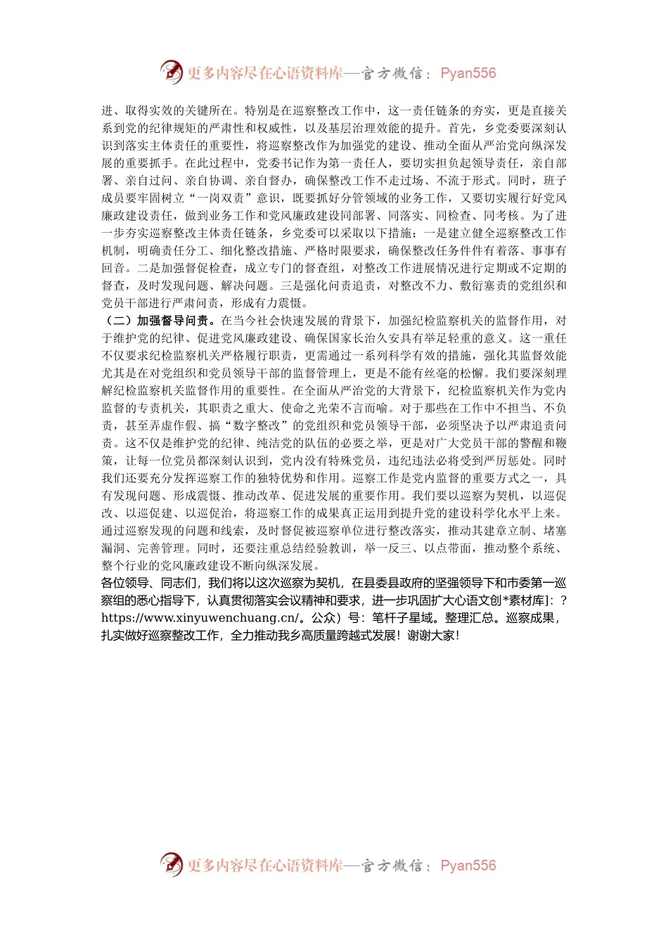 在乡镇2024年巡察整改反馈意见会议上的发言.docx_第2页