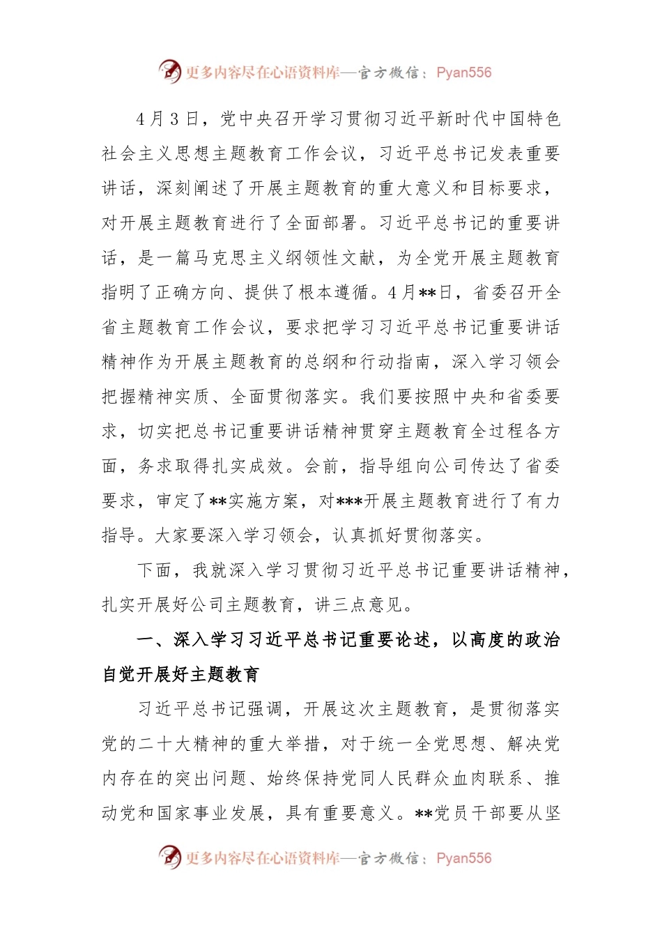 在公司学习贯彻习近平新时代中国特色社会主义思想主题教育工作会议上的动员讲话.docx_第2页
