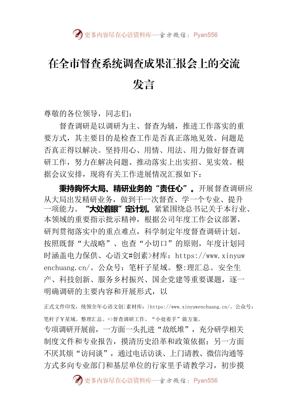 在全市督查系统调查成果汇报会上的交流发言.docx_第1页