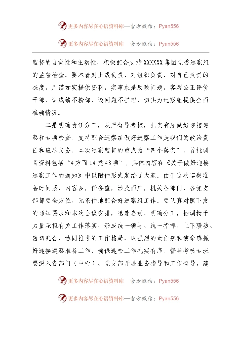在XXX公司迎接XXX巡察安排部署会议的讲话.docx_第2页