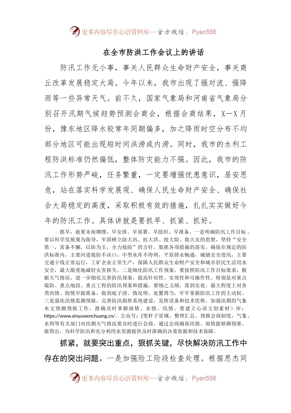 在全市防洪工作会议上的讲话.docx_第1页