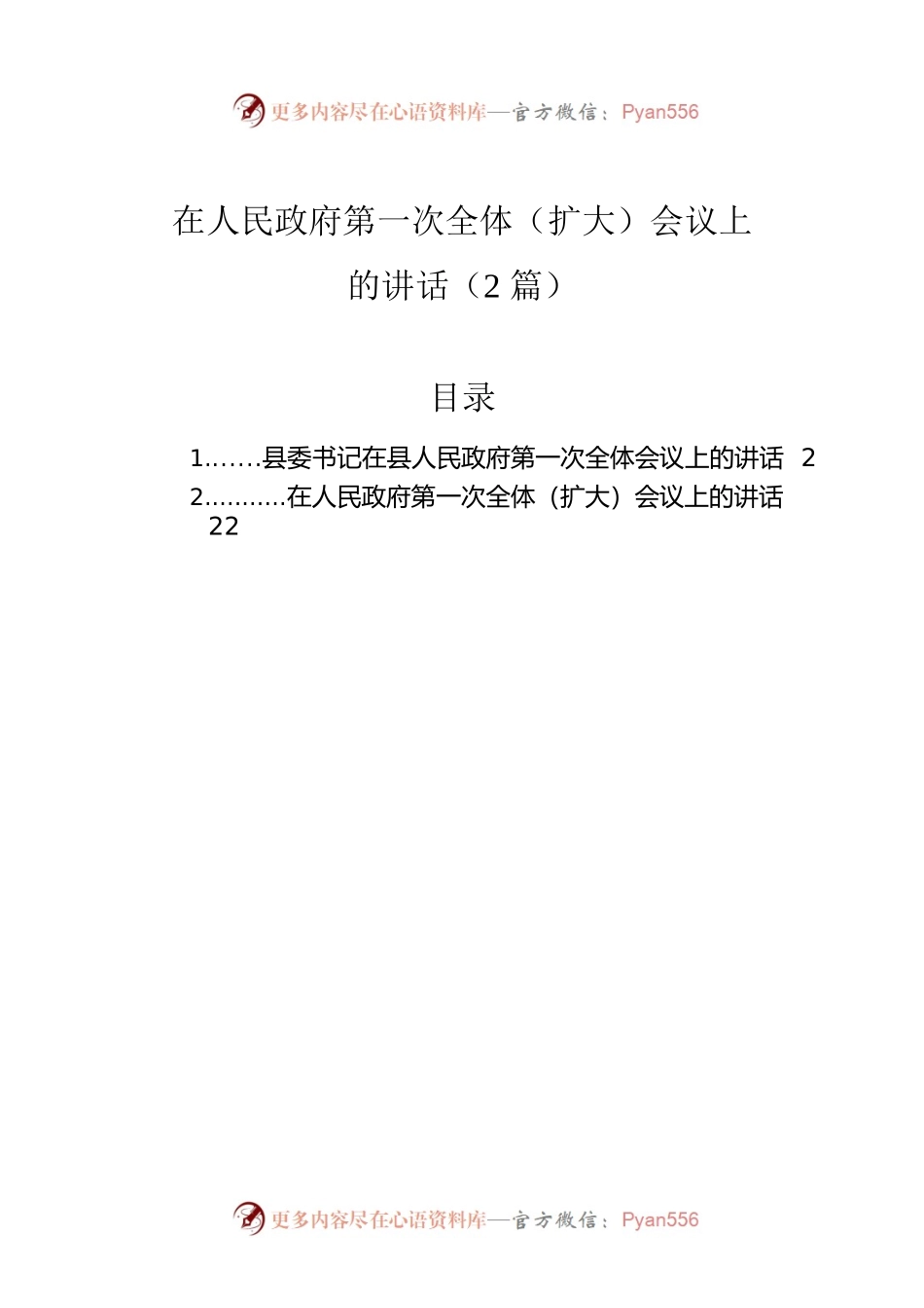 在人民政府第一次全体（扩大）会议上的讲话（2篇）.docx_第1页