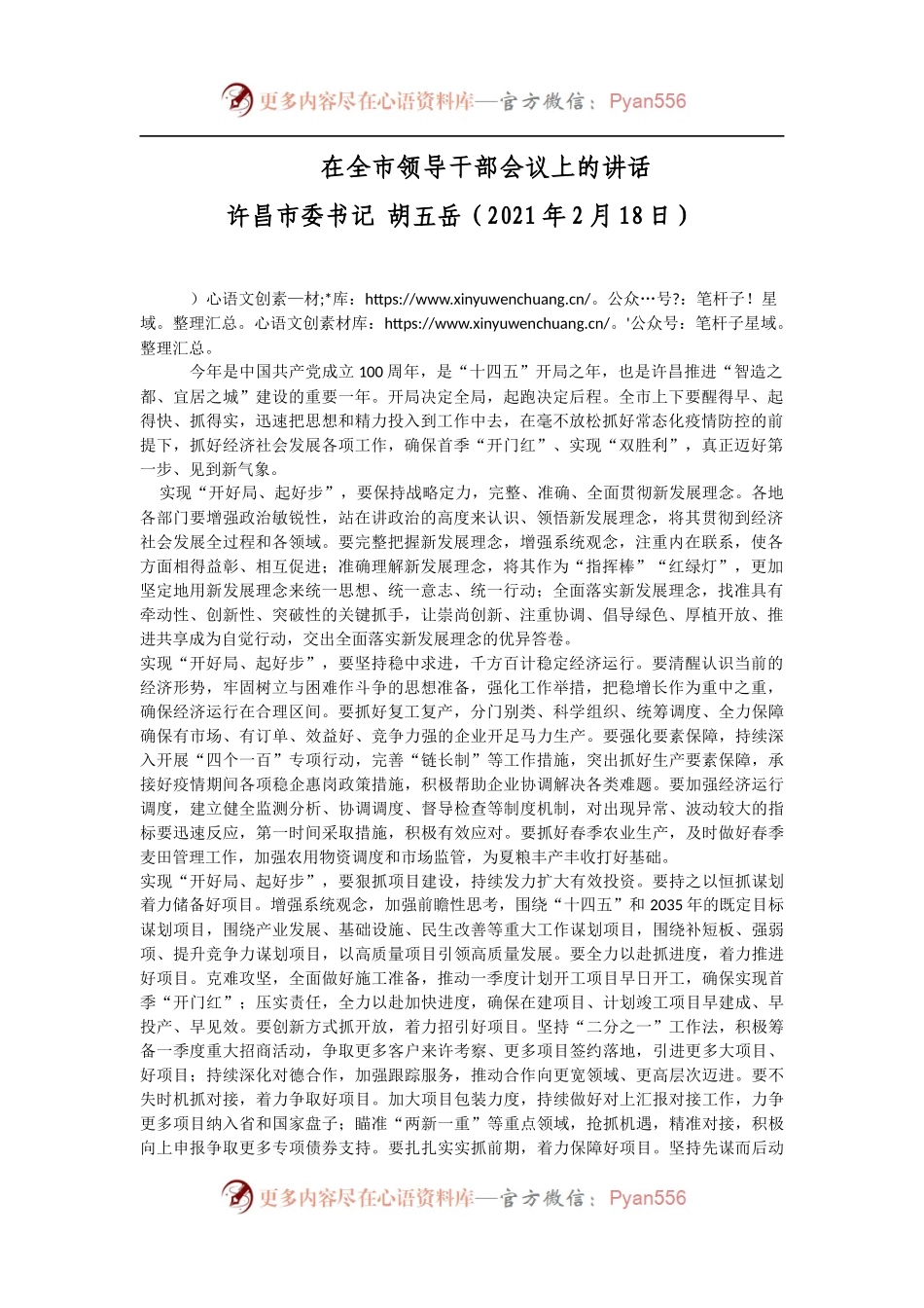 在全市领导干部会议上的讲话（二）.docx_第1页