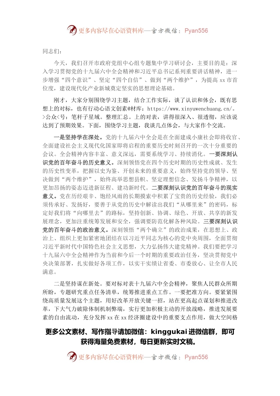 在市政府党组理论中心组集中学习研讨会上的讲话.docx_第1页