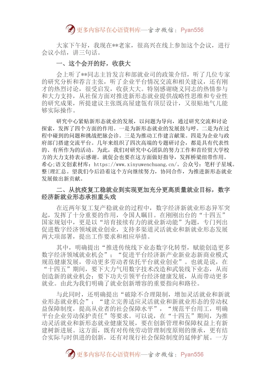 在支持与规范发展新就业形态研讨会上的总结讲话.docx_第1页