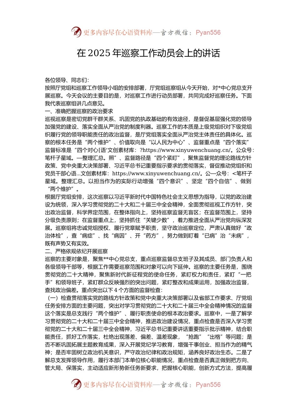 在2025年巡察工作动员会上的讲话.docx_第1页