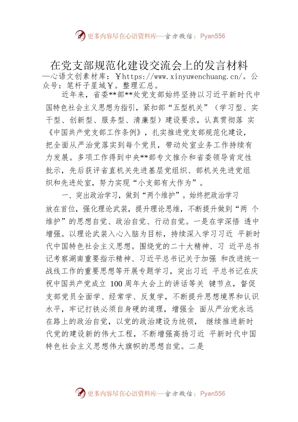 在党支部规范化建设交流会上的发言材料.docx_第1页