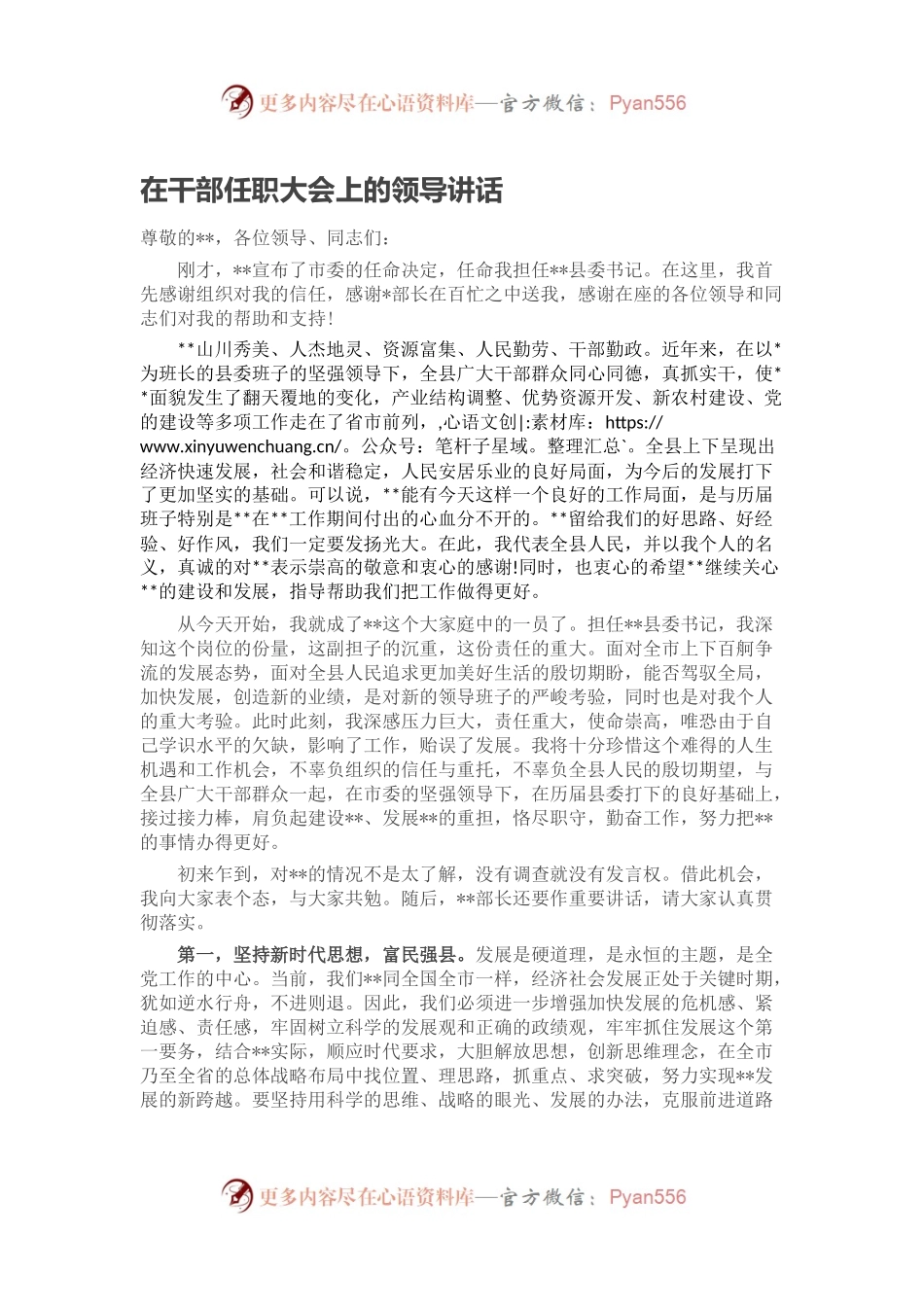 在干部任职大会上的领导讲话.docx_第1页