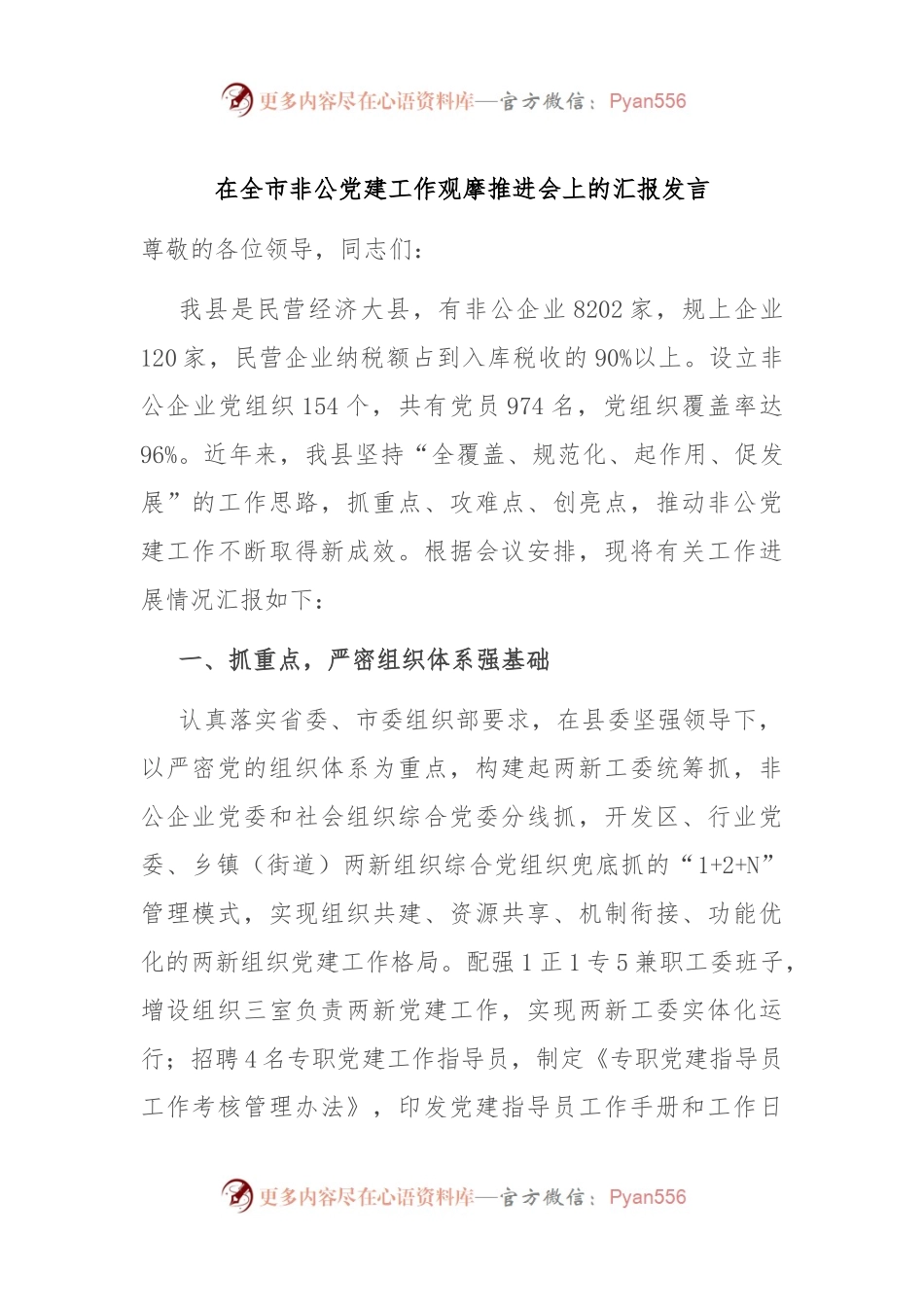在全市非公党建工作观摩推进会上的汇报发言.docx_第1页