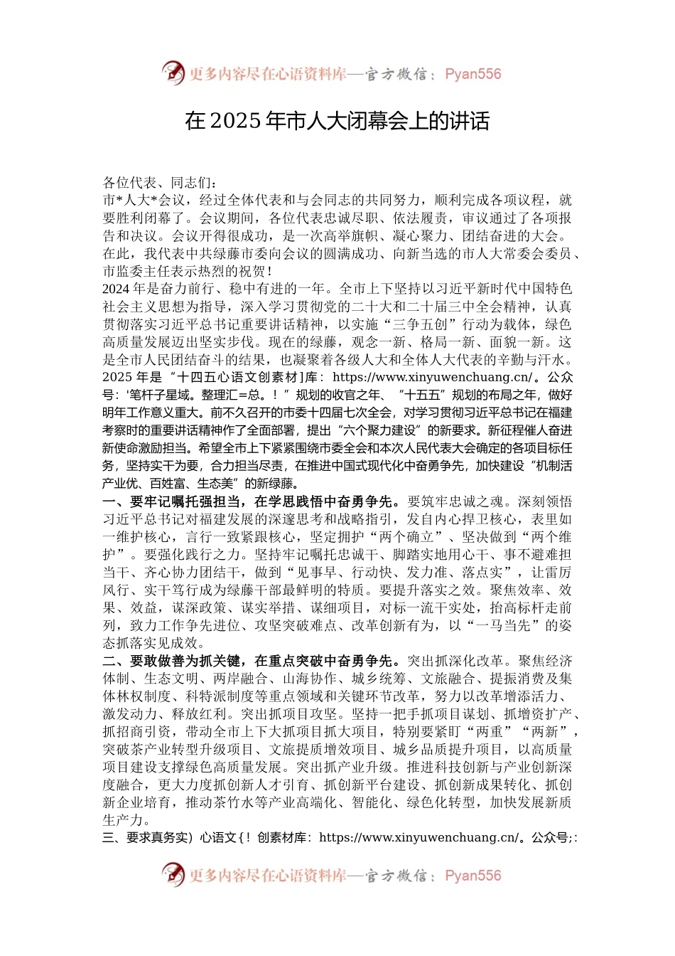 在2025年市人大闭幕会上的讲话.docx_第1页