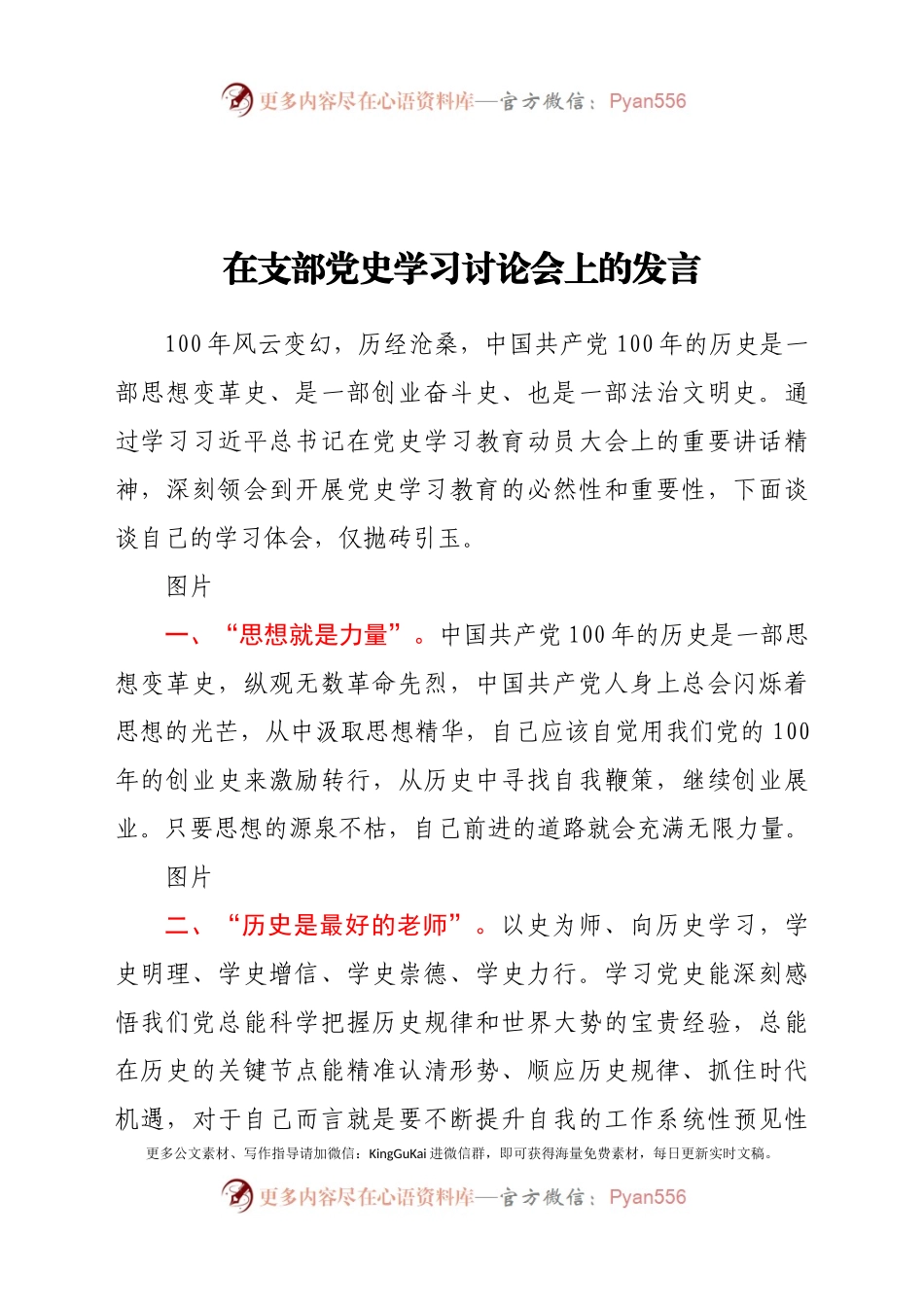 在支部党史学习讨论会上的发言.docx_第1页