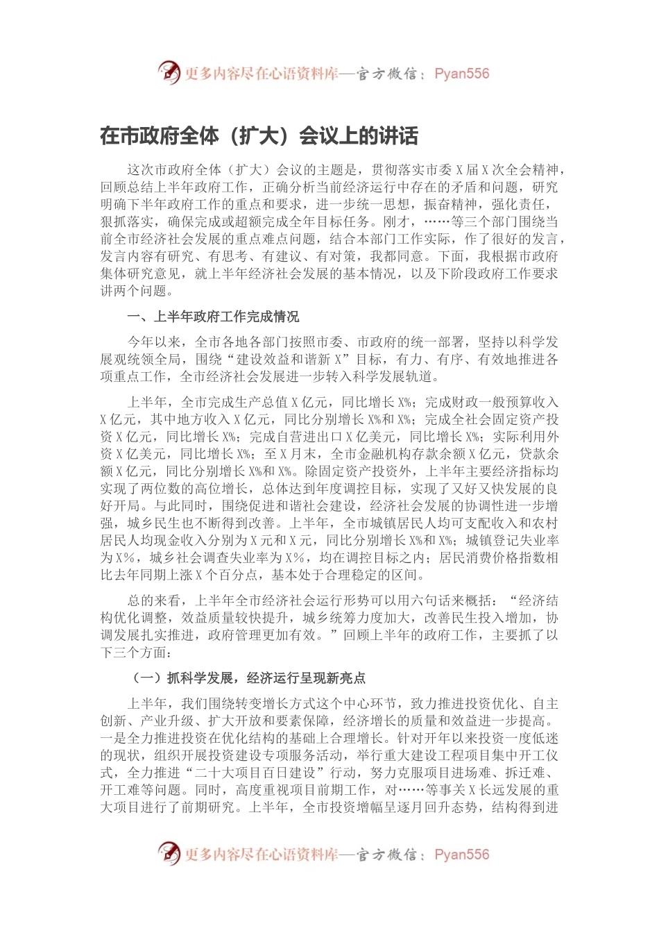 在市政府全体（扩大）会议上的讲话.docx_第1页
