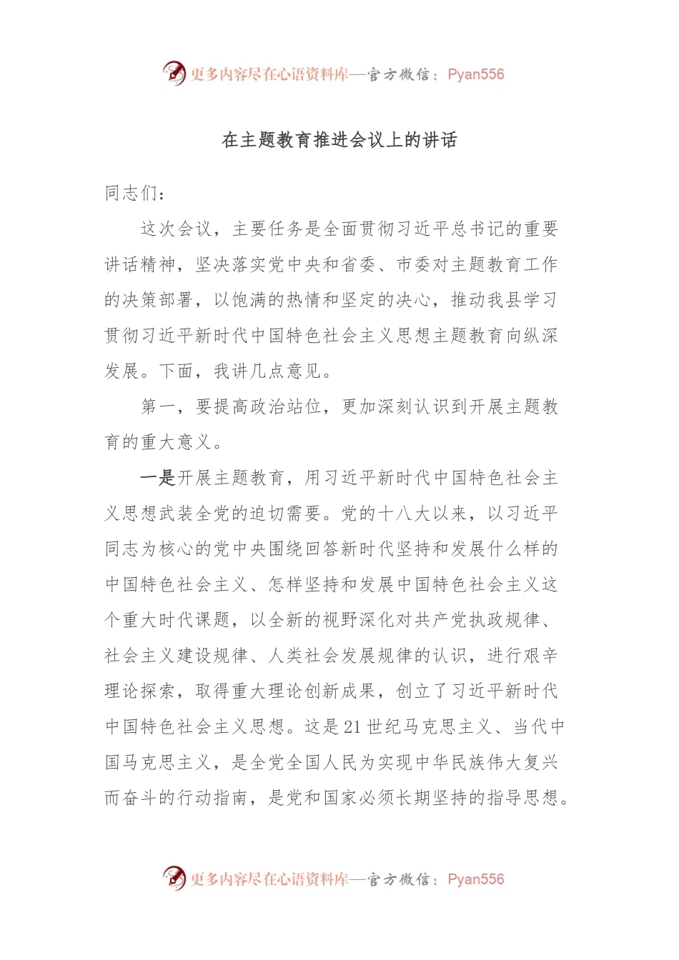 在主题教育推进会议上的讲话.docx_第1页