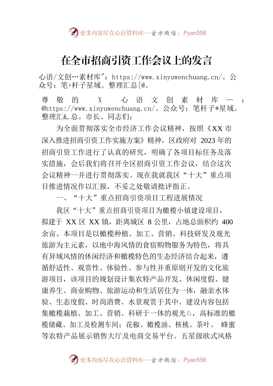在全市招商引资工作会议上的发言.docx_第1页