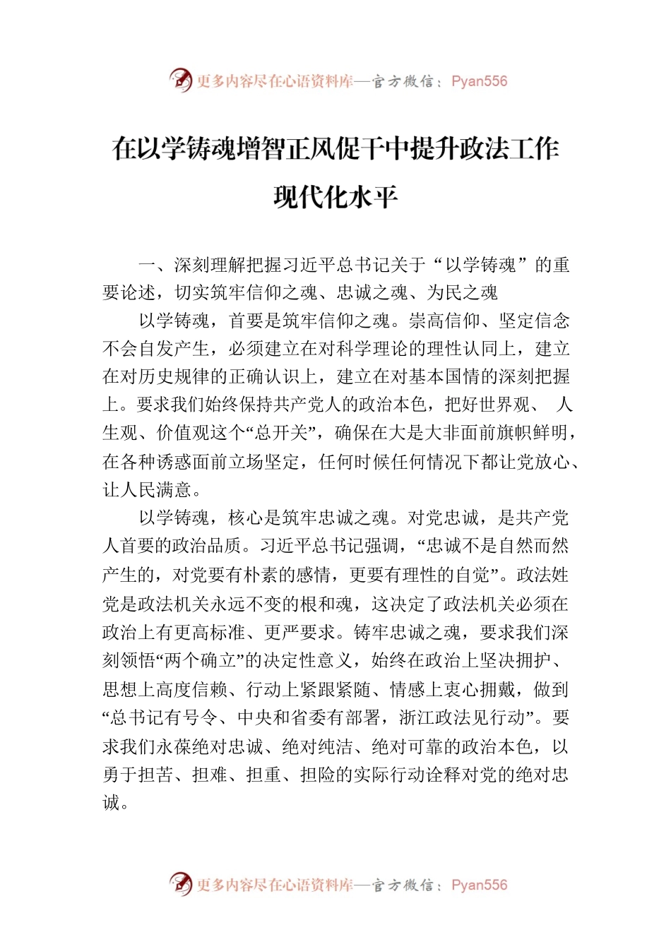 在以学铸魂增智正风促干中提升政法工作现代化水平.docx_第1页