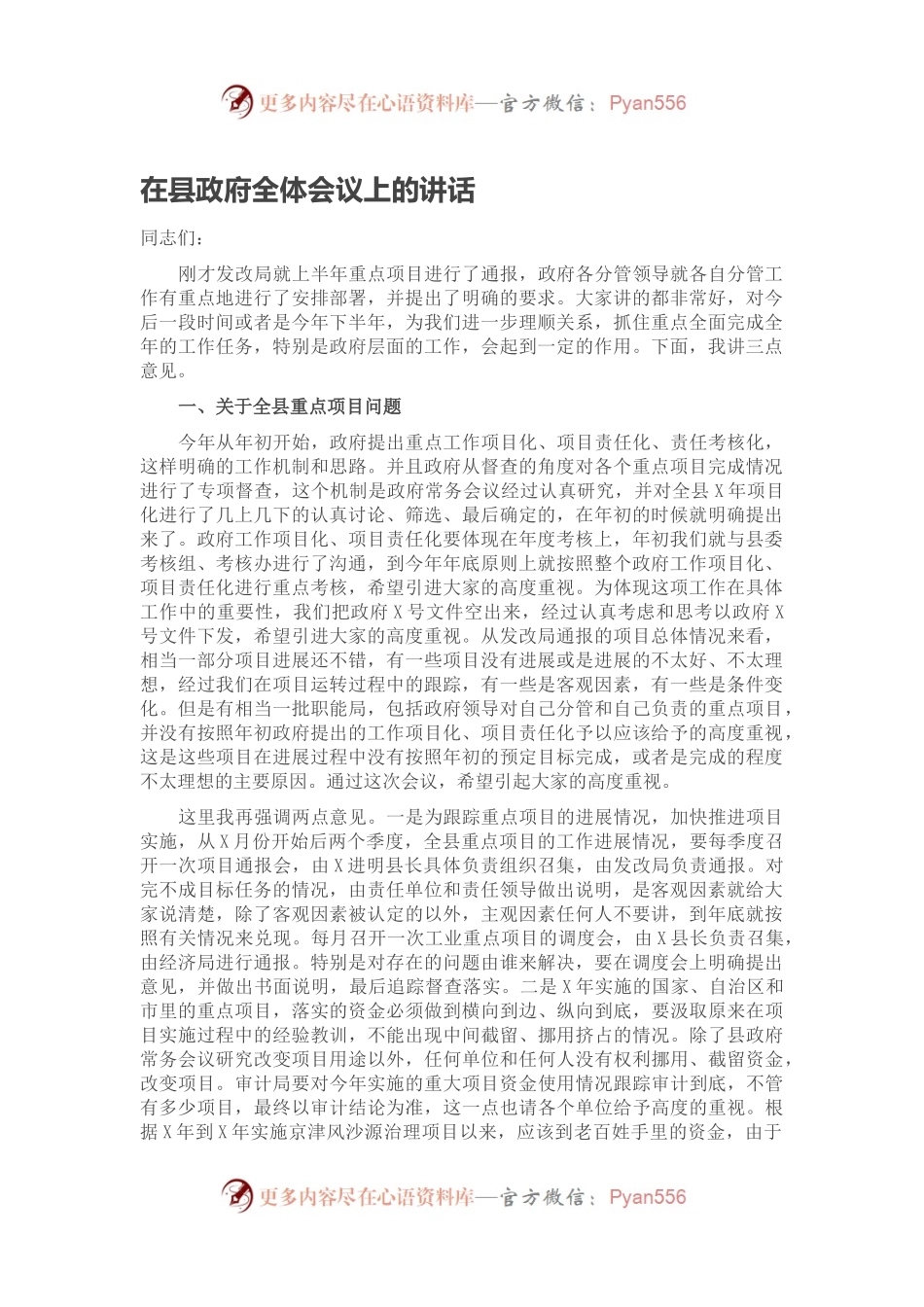 在县政府全体会议上的讲话2.docx_第1页