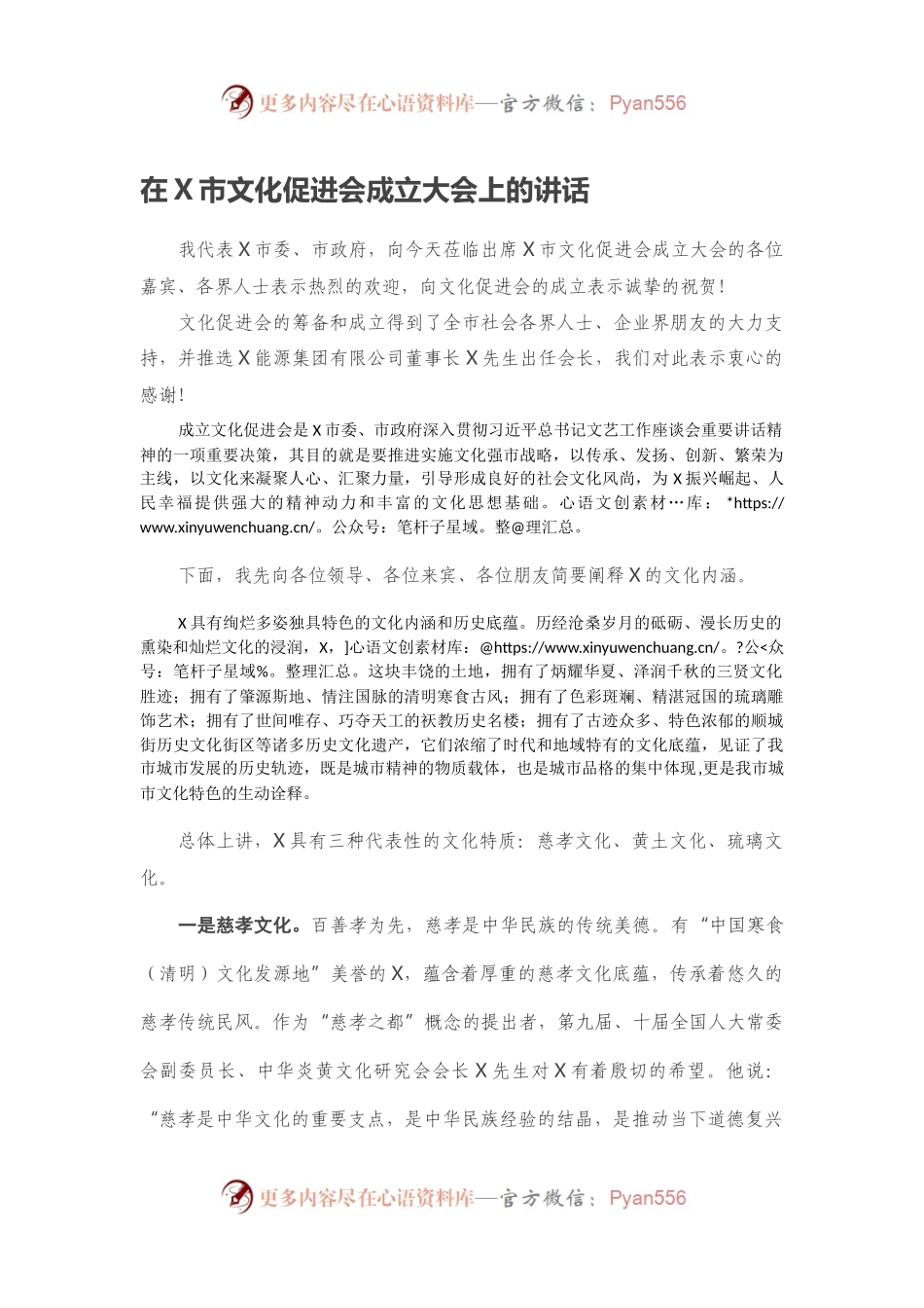 在X市文化促进会成立大会上的讲话.docx_第1页