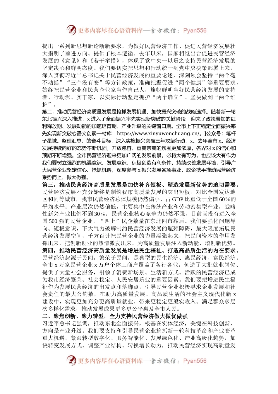 在全市加快民营经济高质量发展推进大会上的讲话提纲.docx_第2页