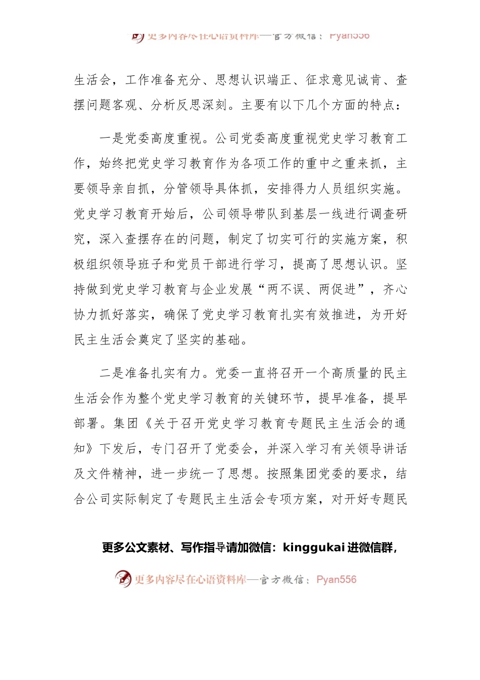 在公司领导班子党史学习教育专题民主生活会上的讲话.docx_第2页