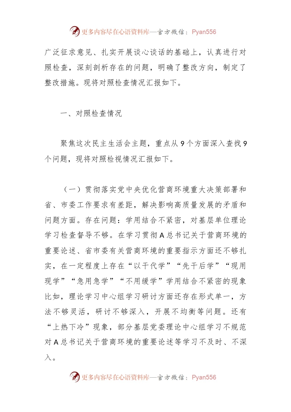 在优化营商环境专项巡视巡察整改专题民主生活会发言提纲.docx_第2页