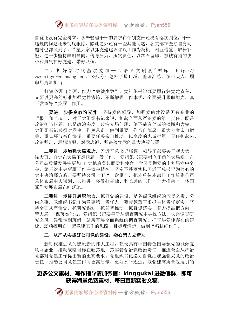 在公司2021年党组织书记抓基层党建工作述职评议会议上的讲话.docx_第2页