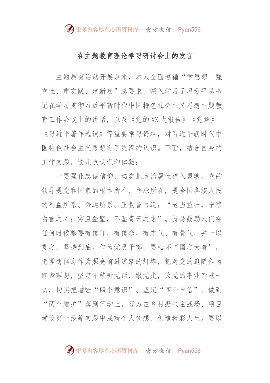 在主题教育理论学习研讨会上的发言.docx_第1页