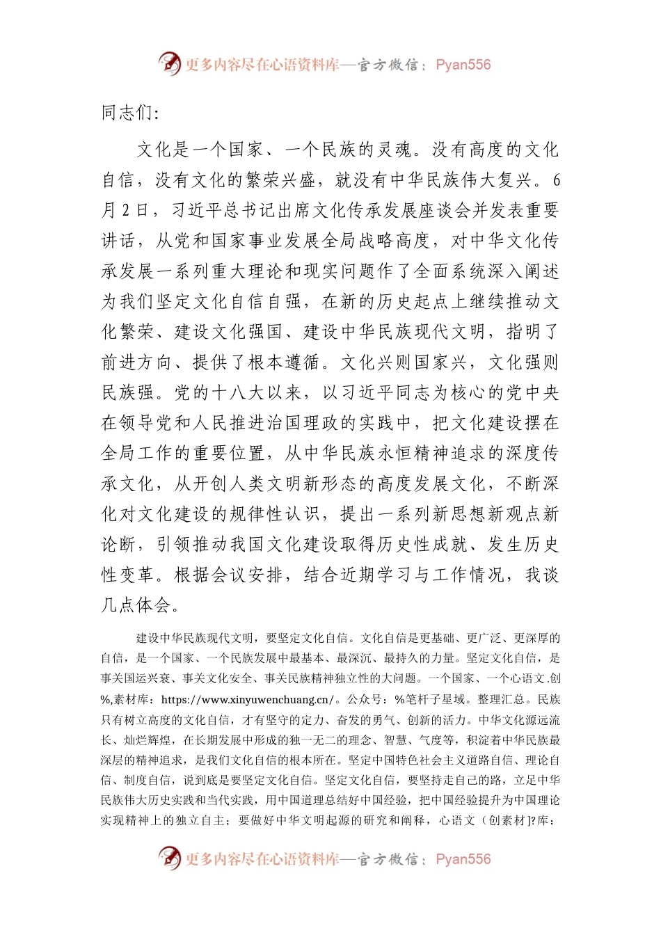在中心组文化专题研讨交流会上的发言.docx_第1页