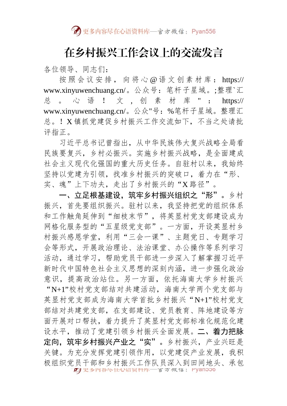 在乡村振兴工作会议上的交流发言.docx_第1页