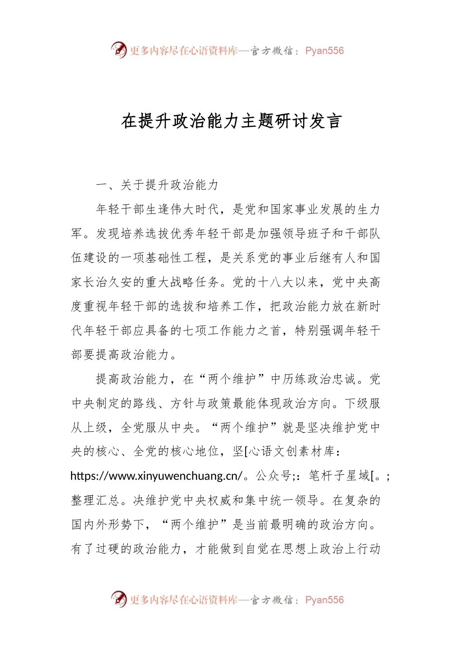 在提升政治能力主题研讨发言.docx_第1页
