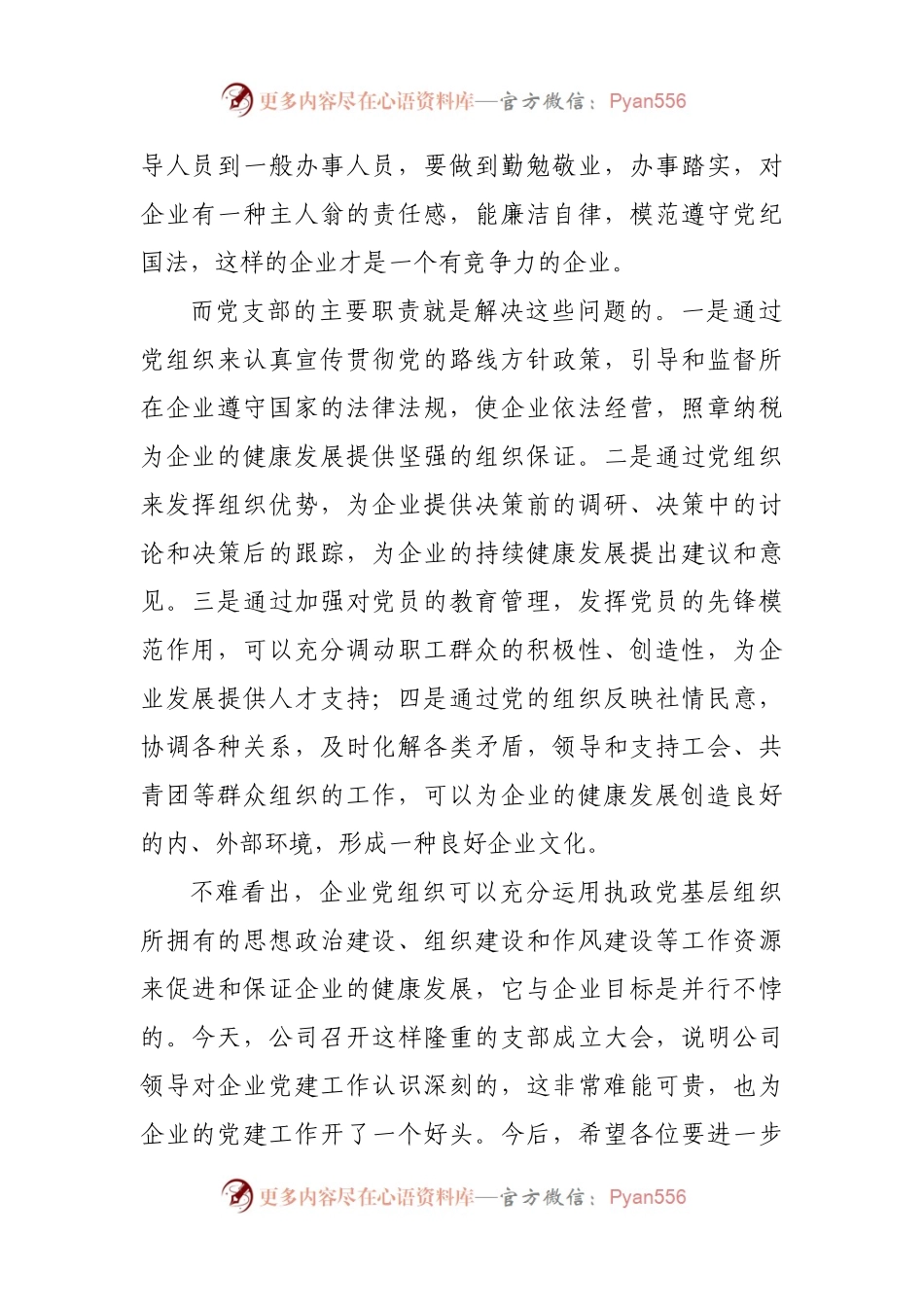 在公司党支部成立大会上的讲话.docx_第2页