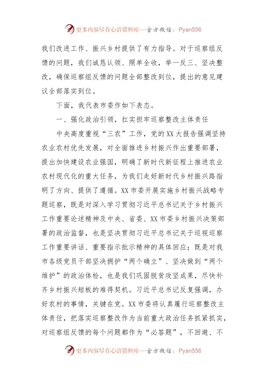 在市委专项巡察反馈会议上的表态发言.docx_第2页