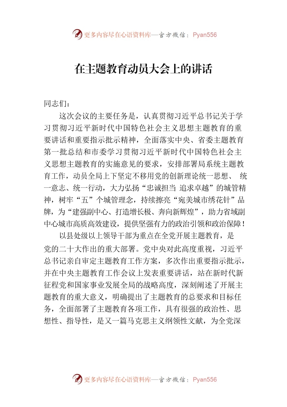 在主题教育动员大会上的讲话.docx_第1页