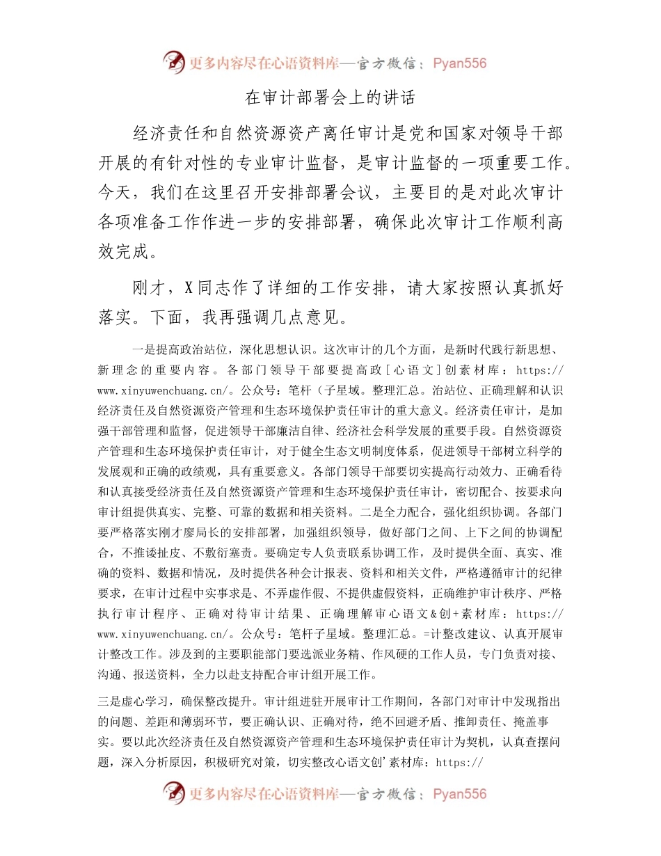 在审计部署会上的讲话.docx_第1页
