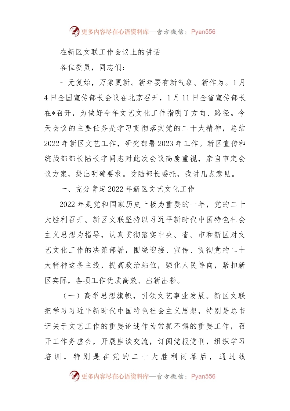 在新区文联工作会议上的讲话.docx_第1页