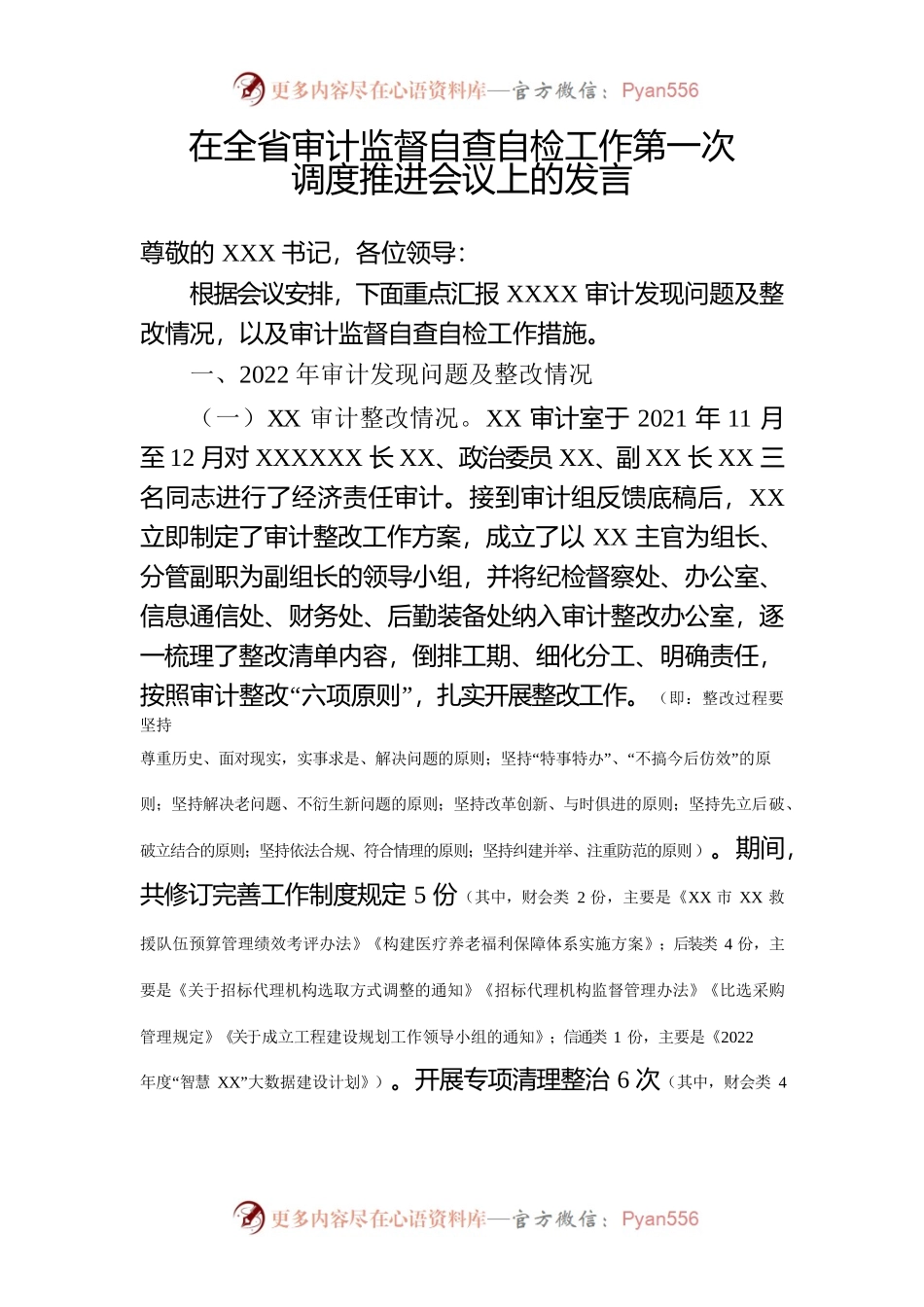 在全省审计监督自查自检工作第一次调度推进会议上的发言.docx_第1页