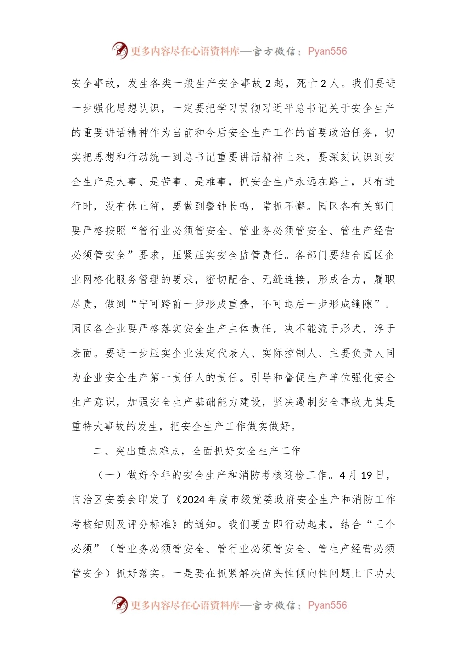 在园区2024年上半年防范重特大安全事故暨安全生产专项整治三年行动集中攻坚推进工作会议的讲话.docx_第2页