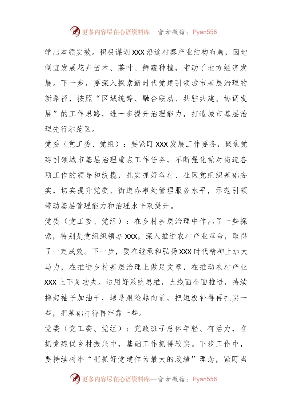 在全市基层党委（党工委、党组）书记抓党建工作述职评议会上的点评参考意见.docx_第2页