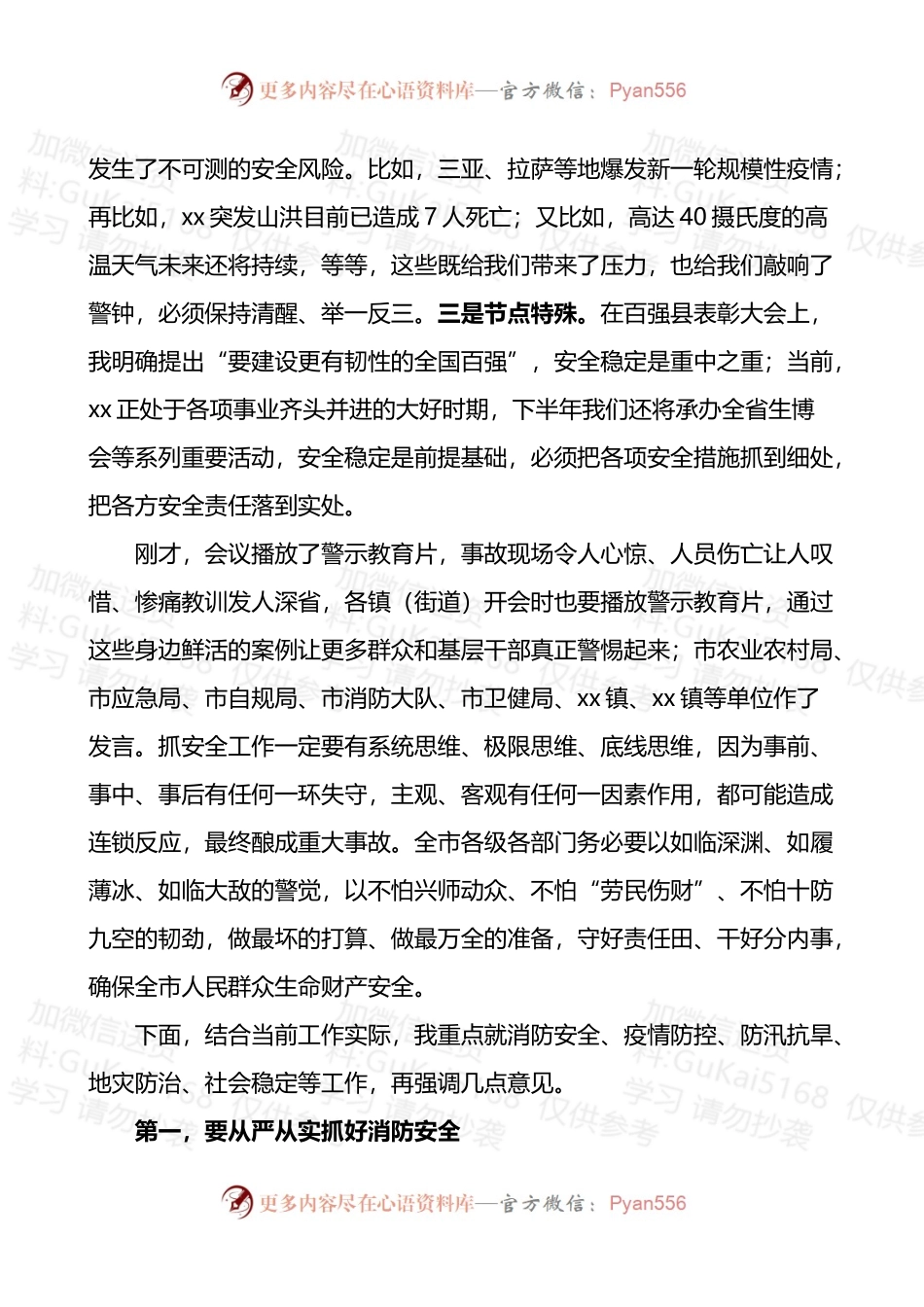 在全市防风险保安全专题会议上的讲话范文消防安全疫情防控防汛.docx_第2页