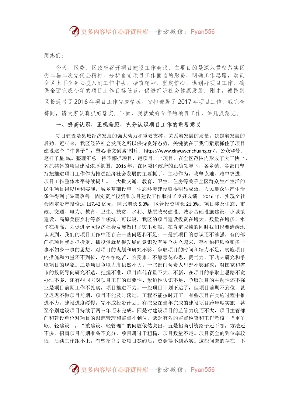在全区项目工作会议上的讲话）..docx_第1页
