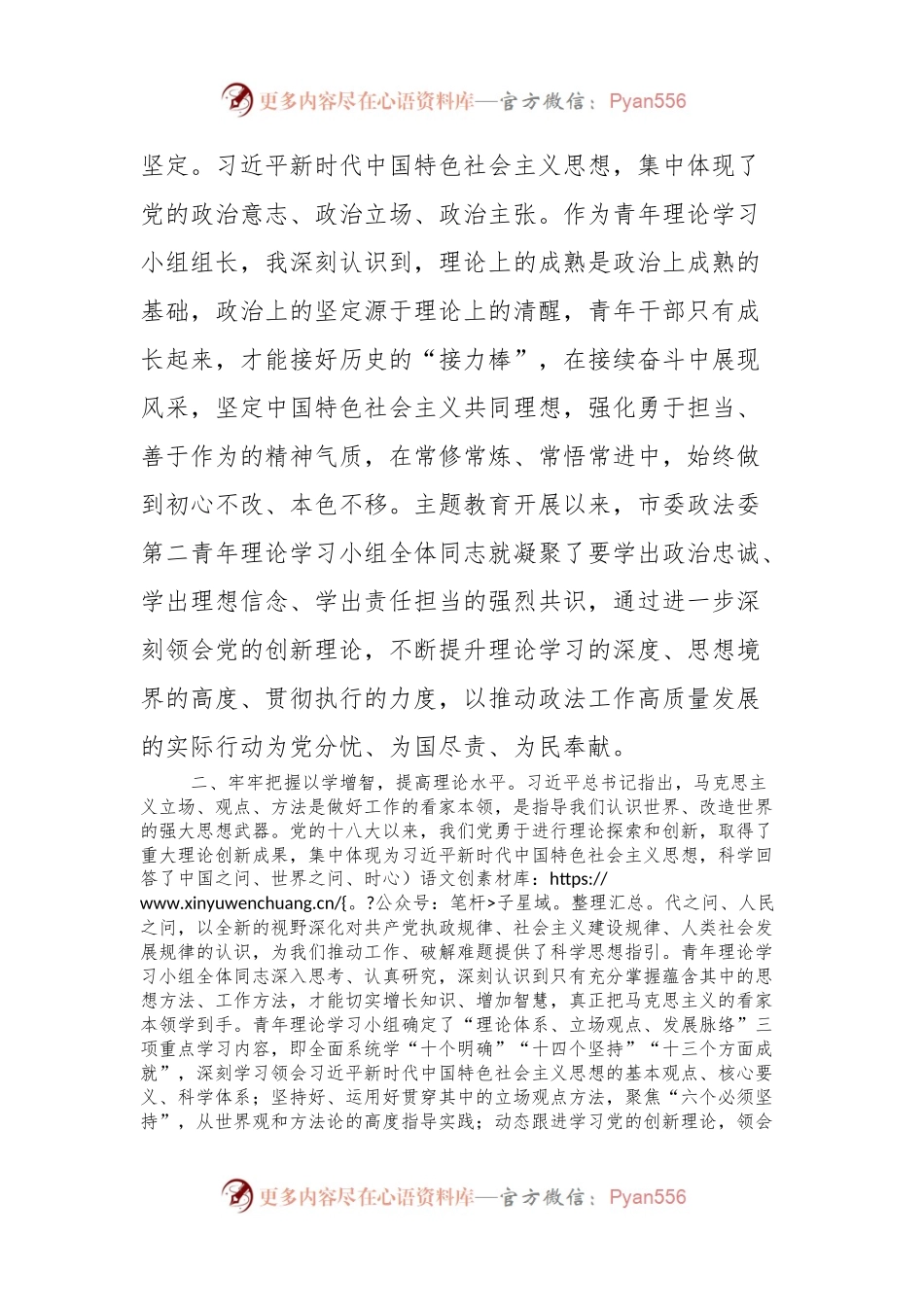 在政法委机关青年干部主题教育读书班上的交流发言.docx_第2页